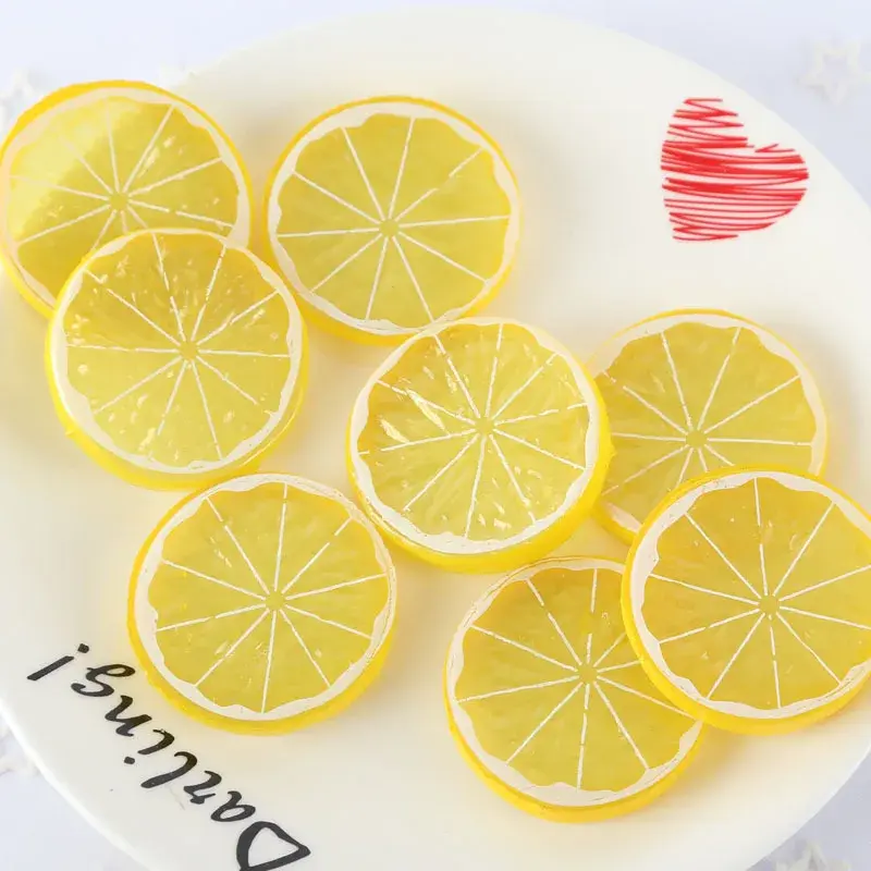 15piece 5cm PVC Artificial Fruits Simulation Lemon Orange Slices Christmas Fruit Ornament Kitchen Wedding Fake Lemon Decoration