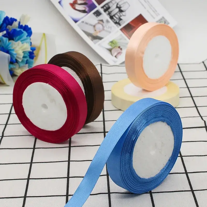 15mm Satin Ribbons 22Meters/Lot Christmas Halloween Wedding Birthday Party Gift Box Wrapping Ribbons DIY Handmade Crafts Fabric