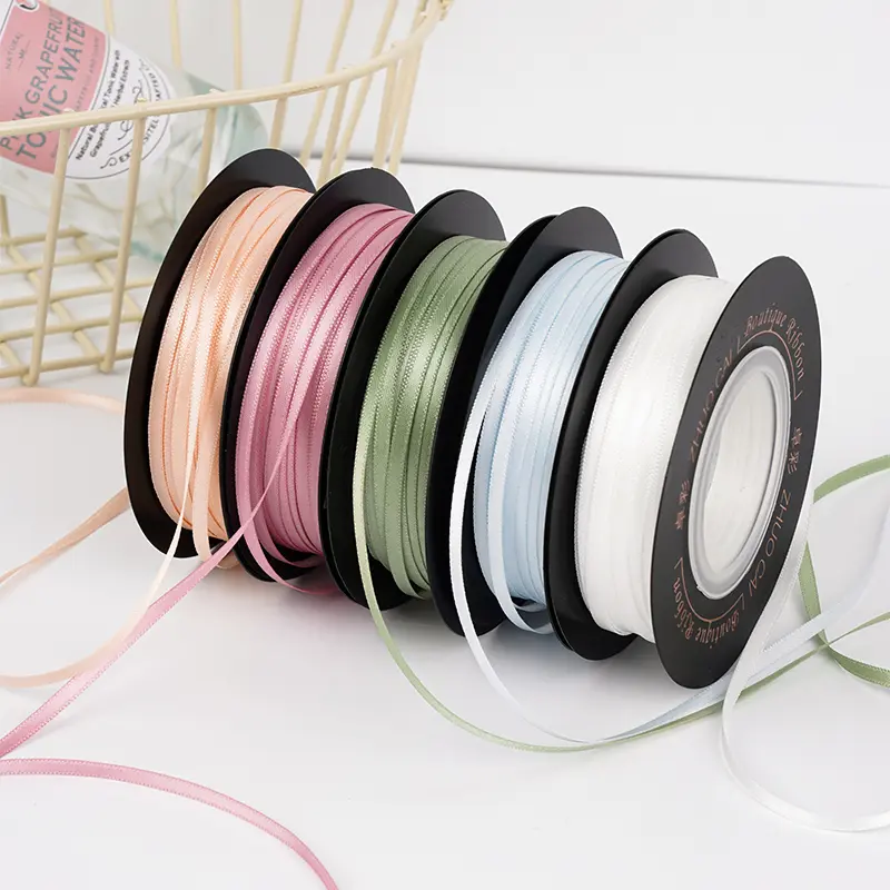 3mm 45meters Double Face Satin Ribbon Handmade DIY Wedding Party Christmas Decoration Polyester Ribbon