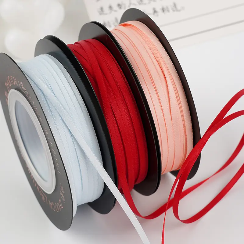 3mm 45meters Double Face Satin Ribbon Handmade DIY Wedding Party Christmas Decoration Polyester Ribbon