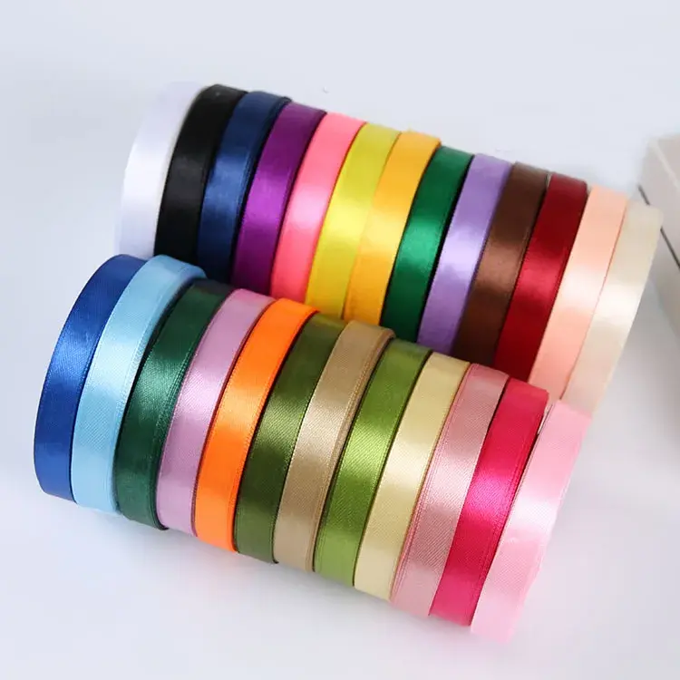 22Meters/Roll 12mm Satin Ribbon Christmas Halloween Wedding Birthday Party Gift Wrapping Ribbon DIY Handmade Roses Crafts Fabric