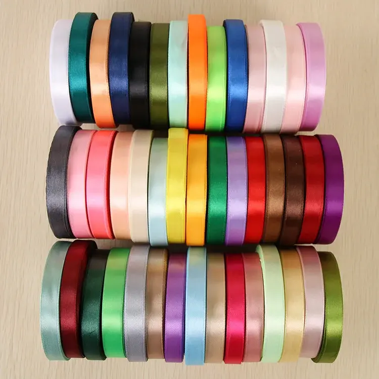 22Meters/Roll 12mm Satin Ribbon Christmas Halloween Wedding Birthday Party Gift Wrapping Ribbon DIY Handmade Roses Crafts Fabric