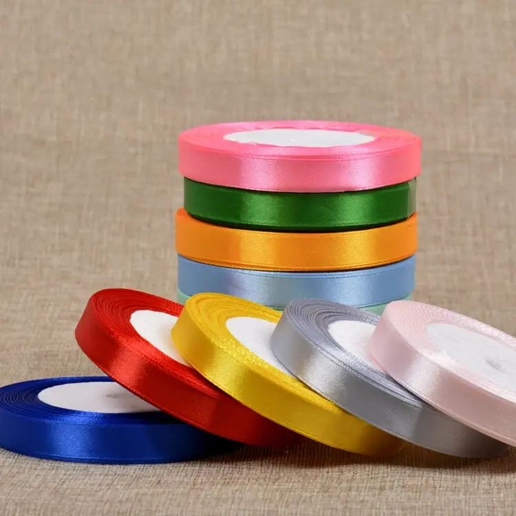 22Meters/Roll 12mm Satin Ribbon Christmas Halloween Wedding Birthday Party Gift Wrapping Ribbon DIY Handmade Roses Crafts Fabric