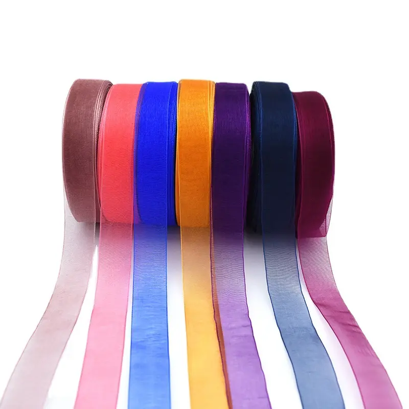 Organza Ribbon 12/15/20/25/40/50mm (50 Yards/roll) Gift Wrapping Decoration Christmas Silk Ribbons Lace Fabric Sewing Supplies