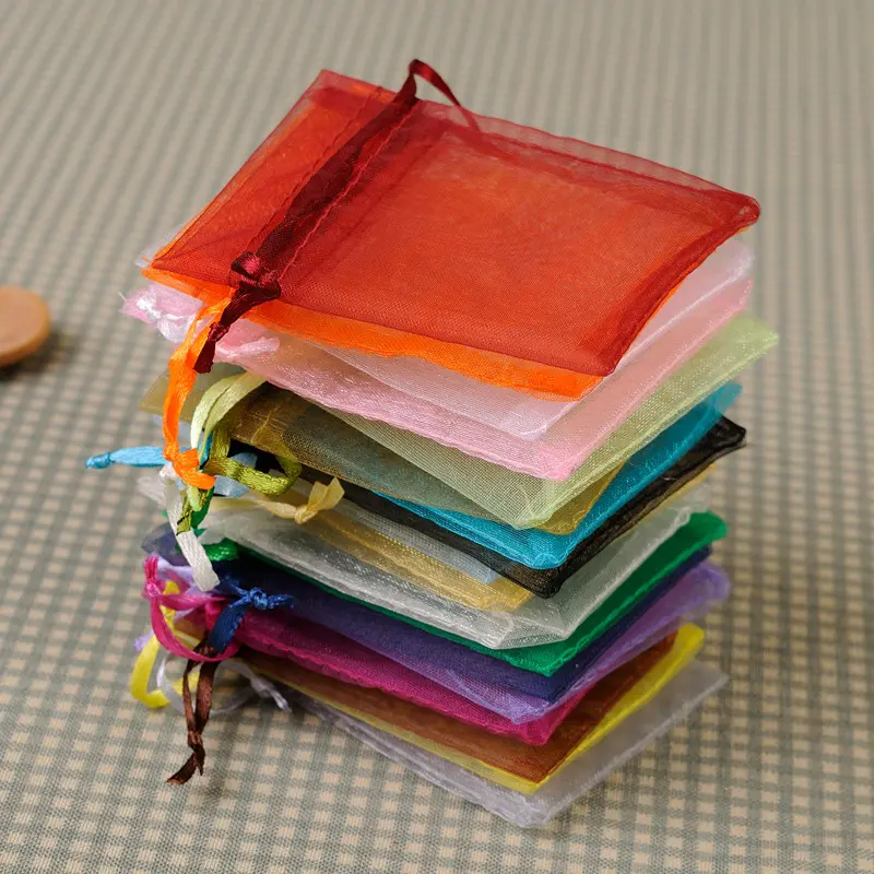 100pcs 5x7cm Organza Gift Bags Jewelry Packaging Bags Christmas Halloween Wedding Birthday Party Candy Chocolate Wrapping Bags