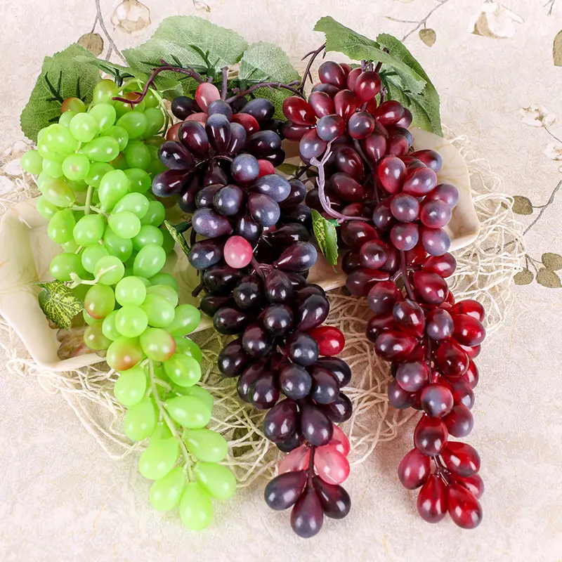 Black Red Green Purple Artificial Grapes Home Garden Bedroom Living Room Decoration Fake Fruits Wedding Birthday Party Supplies