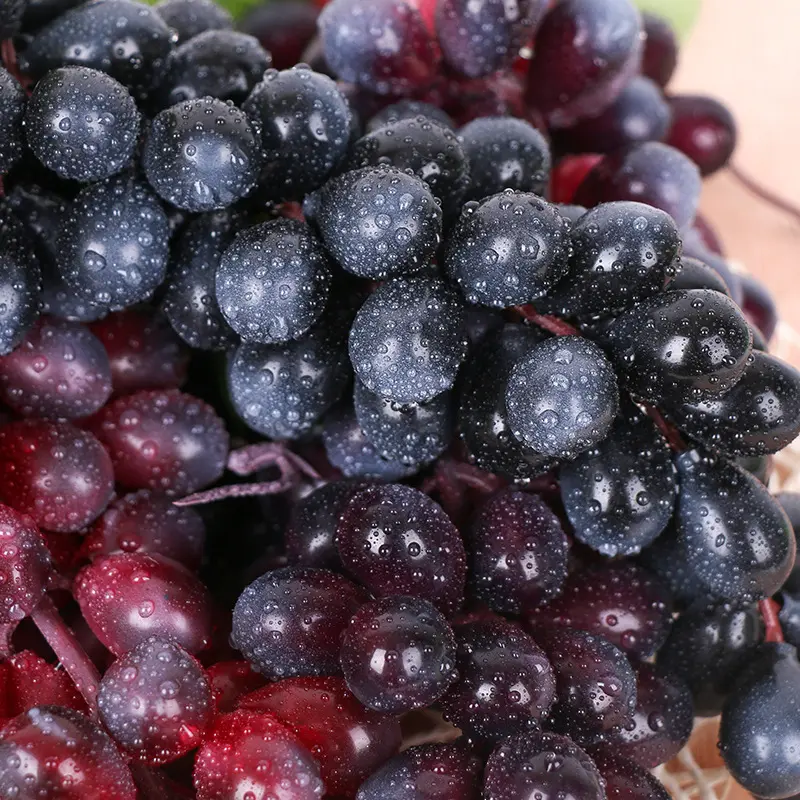 Black Red Green Purple Artificial Grapes Home Garden Bedroom Living Room Decoration Fake Fruits Wedding Birthday Party Supplies