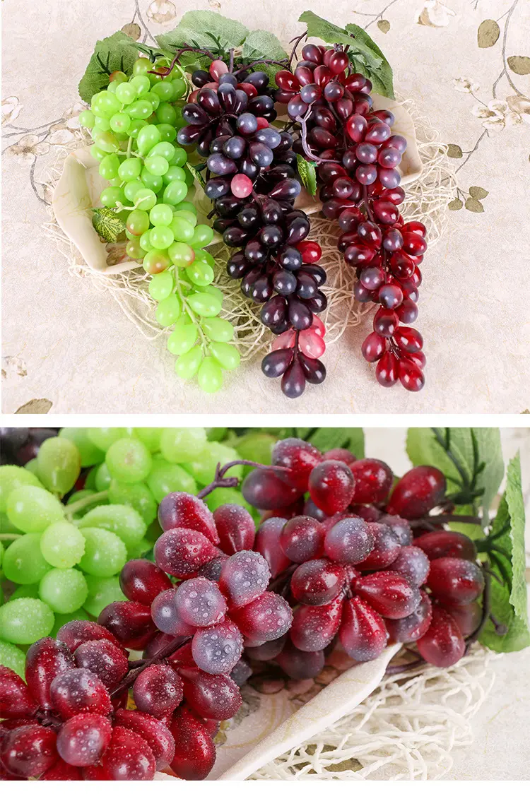 Black Red Green Purple Artificial Grapes Home Garden Bedroom Living Room Decoration Fake Fruits Wedding Birthday Party Supplies