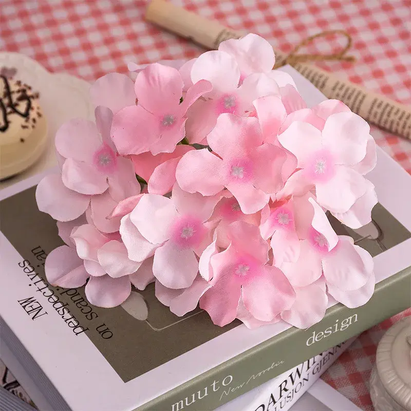 13-15cm Artificial Hydrangea Flower Head for Wedding Birthday Party Decoration DIY Garland Flower Wall Photography Background