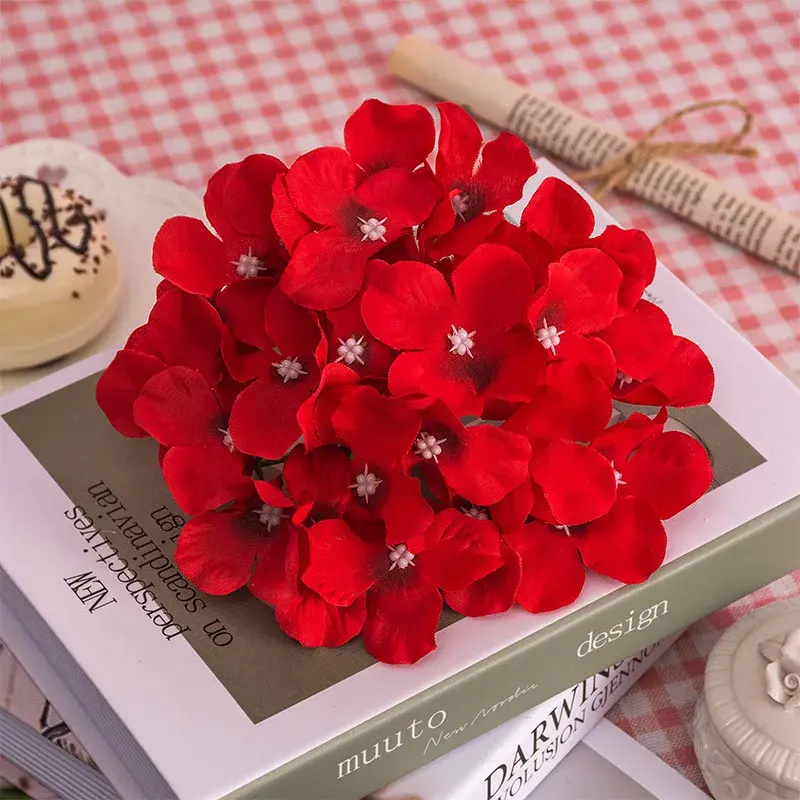13-15cm Artificial Hydrangea Flower Head for Wedding Birthday Party Decoration DIY Garland Flower Wall Photography Background