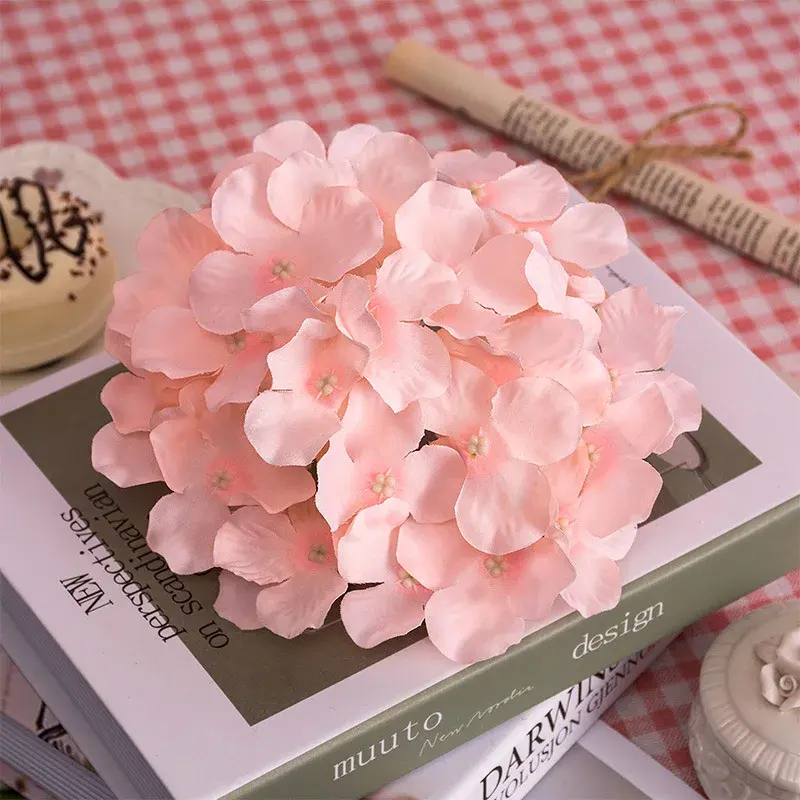 13-15cm Artificial Hydrangea Flower Head for Wedding Birthday Party Decoration DIY Garland Flower Wall Photography Background