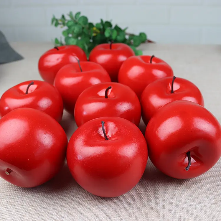 10PCS 8cm Red Yellow Green Pink Apples Artificial Fruits Home Decoration Simulation Apple Ornament Crafts Food Photography props
