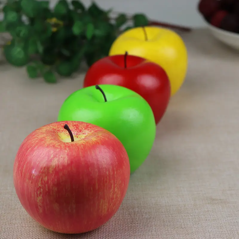 10PCS 8cm Red Yellow Green Pink Apples Artificial Fruits Home Decoration Simulation Apple Ornament Crafts Food Photography props