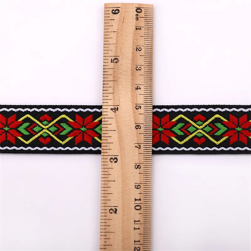 25mm Vintage Ethnic Embroidered Jacquard Ribbons Trim DIYClothes Bag for Decoration Handcraft Apparel Sewing Headwear 2yards