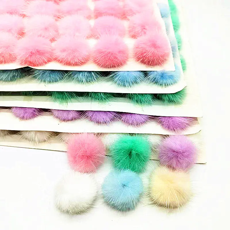 25mm Mink Pompon Fur Balls Pompoms Pom Pom for Ring Key Chain Shoes Hats Bags Fluffy Pom Pon DIY Hand Ornaments Crafts Accessori