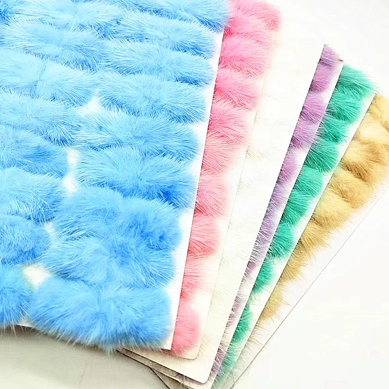 Wholesale 30mm*70mm Bowknot Mink Fur Pompoms Fluffy Soft Pompones Diy Pom Pom Keychain Hair Decor Sewing Craft Supplies 40/20pcs