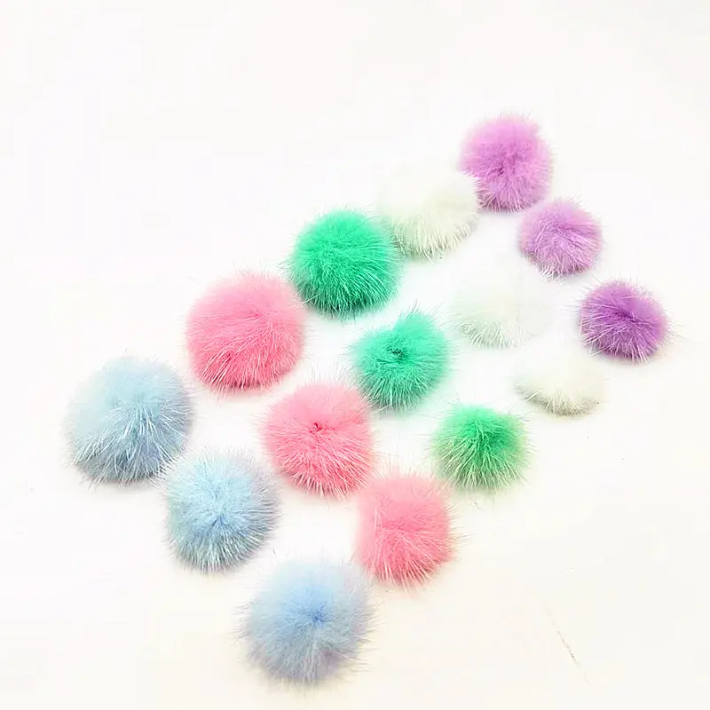 25mm Mink Pompon Fur Balls Pompoms Pom Pom for Ring Key Chain Shoes Hats Bags Fluffy Pom Pon DIY Hand Ornaments Crafts Accessori