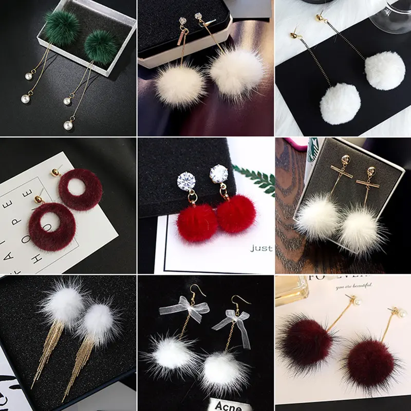25mm Mink Pompon Fur Balls Pompoms Pom Pom for Ring Key Chain Shoes Hats Bags Fluffy Pom Pon DIY Hand Ornaments Crafts Accessori