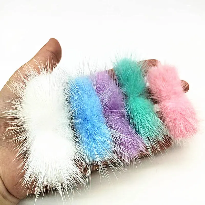 Wholesale 30mm*70mm Bowknot Mink Fur Pompoms Fluffy Soft Pompones Diy Pom Pom Keychain Hair Decor Sewing Craft Supplies 40/20pcs
