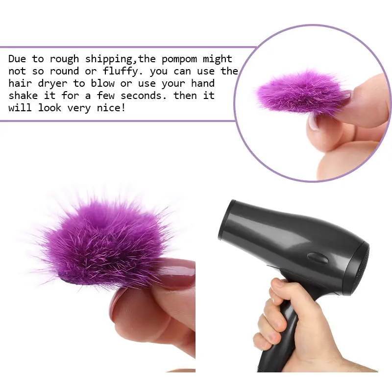 25mm Mink Pompon Fur Balls Pompoms Pom Pom for Ring Key Chain Shoes Hats Bags Fluffy Pom Pon DIY Hand Ornaments Crafts Accessori