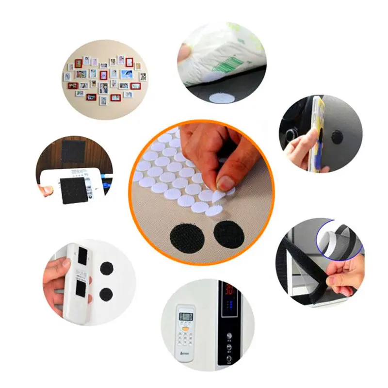 500Pairs Self Adhesive Fastener Tape Hook and Loop Tape Dots Sticker Adesivo Nylon Round Coins Strong Glue White 10/15/20mm