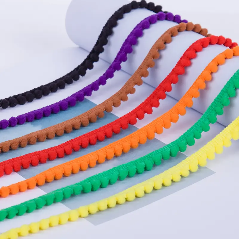 2Yards Pom Pom Trim Ball 11 Mm MINI Pearl Pompom Fringe Ribbon Sewing Lace Kintted Fabric Handmade Craft Accessories