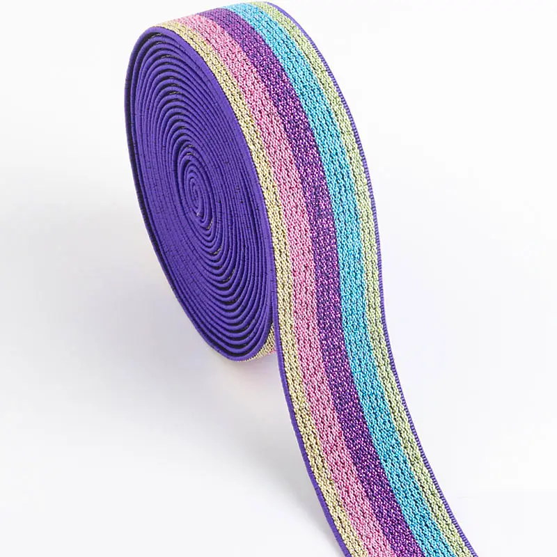 Stripe Elastic Bands 25MM Gillter Elastic Ribbon for Headwear Clothing Bags Trousers Rubber Webbing DIY Sewing Accessories 2Yard