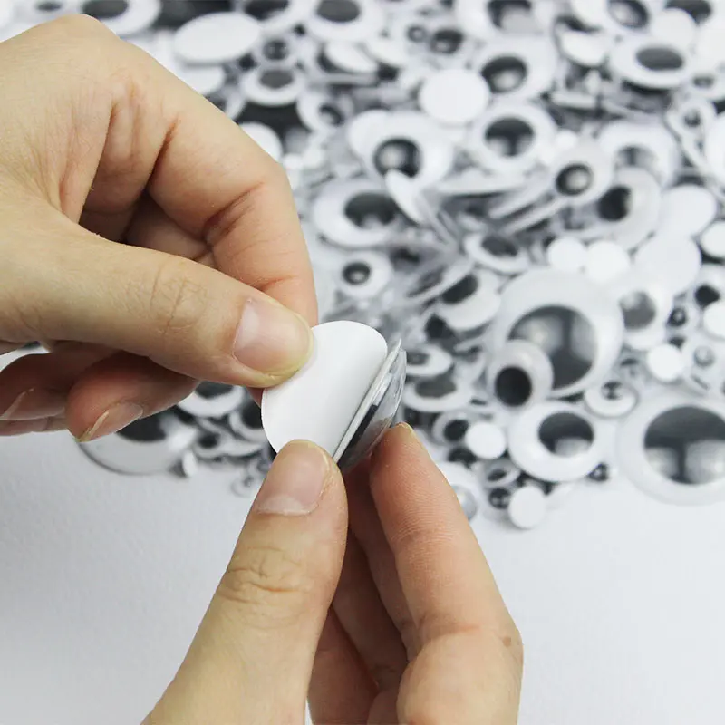 100Ps Moveable Self Adhesive Googly Wiggly Eyes 6/8/10/12/15mm Mixed for Toys Dolls DIY Crafts Accessory Eyeball for Scrapbook