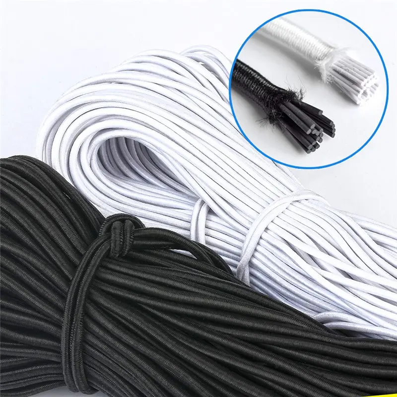 High-Quality White Black Round Elastic Band Elastic Rope Rubber Band DIY Sewing Accessories 1MM/1.5MM/2MM/2.5MM/3MM/4MM 2Meter