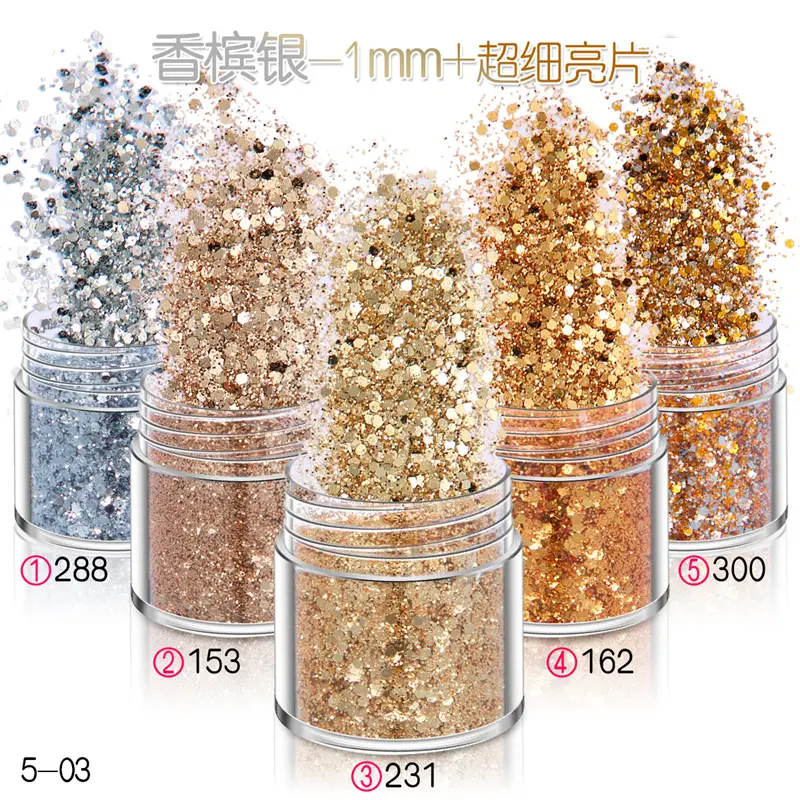 1box 10ml Champagne Gold Silver Christmas Glitter Powder Nail Confetti DIY Crafts Shiny Mermaid Sequins Nail Art Decorations