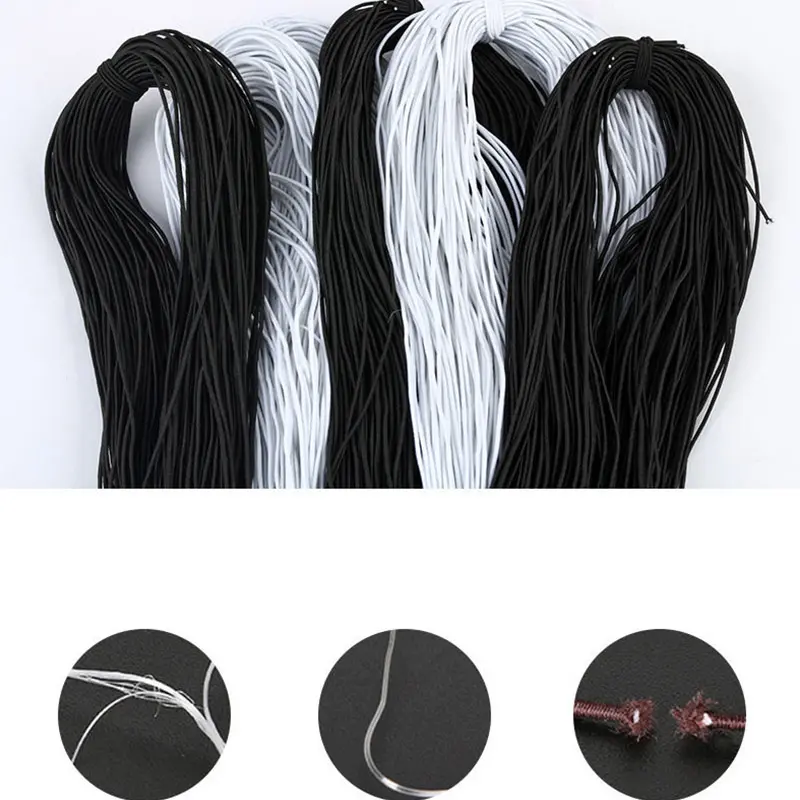 High-Quality White Black Round Elastic Band Elastic Rope Rubber Band DIY Sewing Accessories 1MM/1.5MM/2MM/2.5MM/3MM/4MM 2Meter