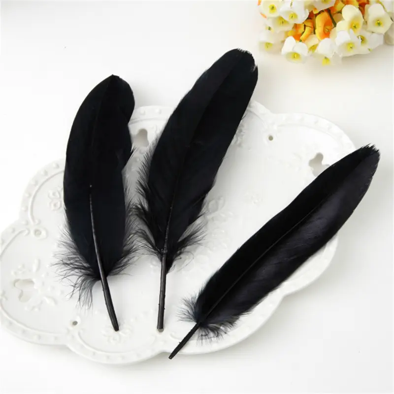 Black Feathers Rooster Goose Feathers for Jewelry Making Ostrich Pheasant Plumes Feather Trim for Crafts Carnaval Assesoires