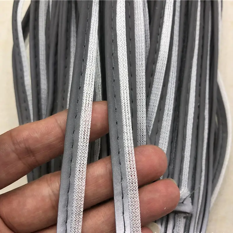 Bright Silver Reflective Piping Strip Fabric Edge Strip Clothing Bag Warning Reflective Rope Garment Trimming Ribbon 5Meters