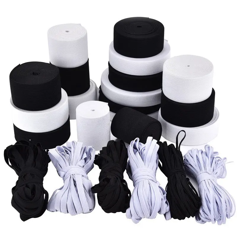 White Black Elastic Bands 3/6/8/10/15/20/30/40mm Polyester Elastic Cord for Clothes Garment Sewing Accessories 5yards