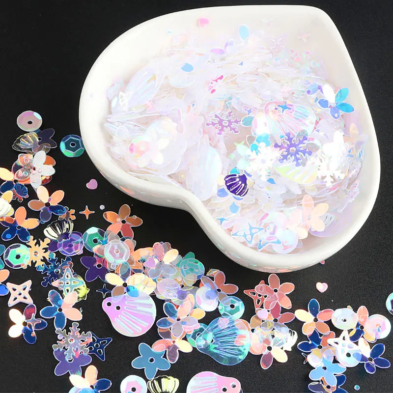 Mix Transparent White Pink Nail Sequins for Craft Glitter Star Heart Shell Flower Sequin Paillettes DIY Manicure Nail Art Decor