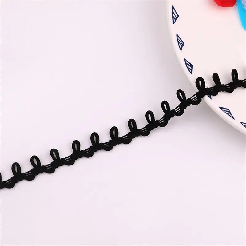 New Arrival 1.5cm Black White Elastic Ribbon Button Loop for Fur Collar Over Coat Garment Sewing Accessories DIY 15mm 5yard/lot