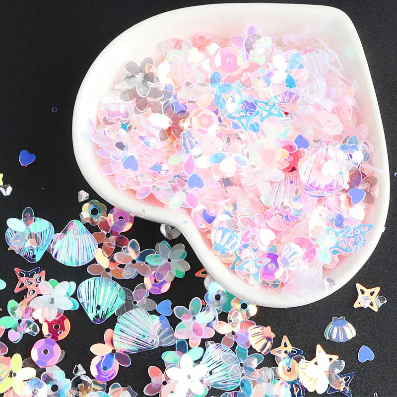 Mix Transparent White Pink Nail Sequins for Craft Glitter Star Heart Shell Flower Sequin Paillettes DIY Manicure Nail Art Decor