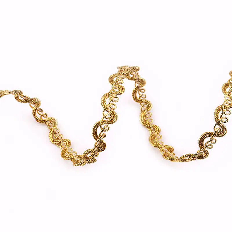 Gold Silver Lace Trim Ribbon Curve Lace Fabric Sewing Centipede Braided Lace Wedding Craft DIY Clothes Accessories Home Decor 5y