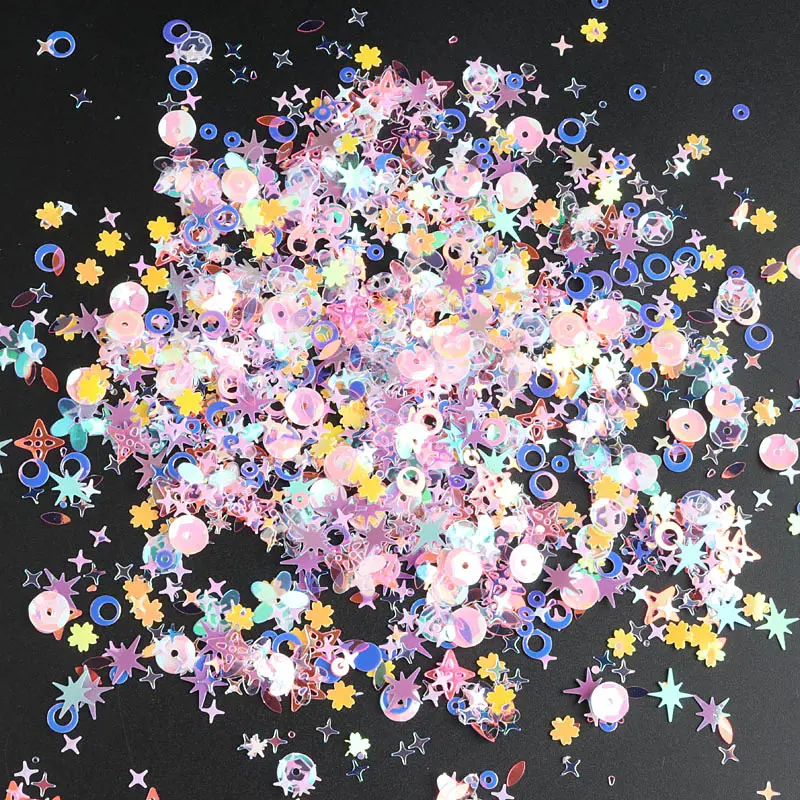 Mix Transparent White Pink Nail Sequins for Craft Glitter Star Heart Shell Flower Sequin Paillettes DIY Manicure Nail Art Decor