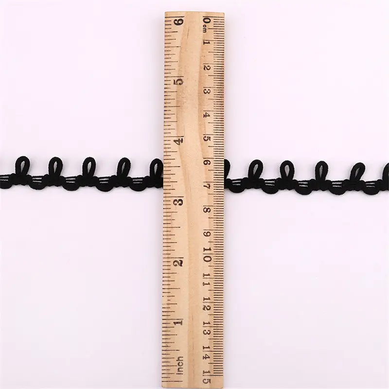 New Arrival 1.5cm Black White Elastic Ribbon Button Loop for Fur Collar Over Coat Garment Sewing Accessories DIY 15mm 5yard/lot