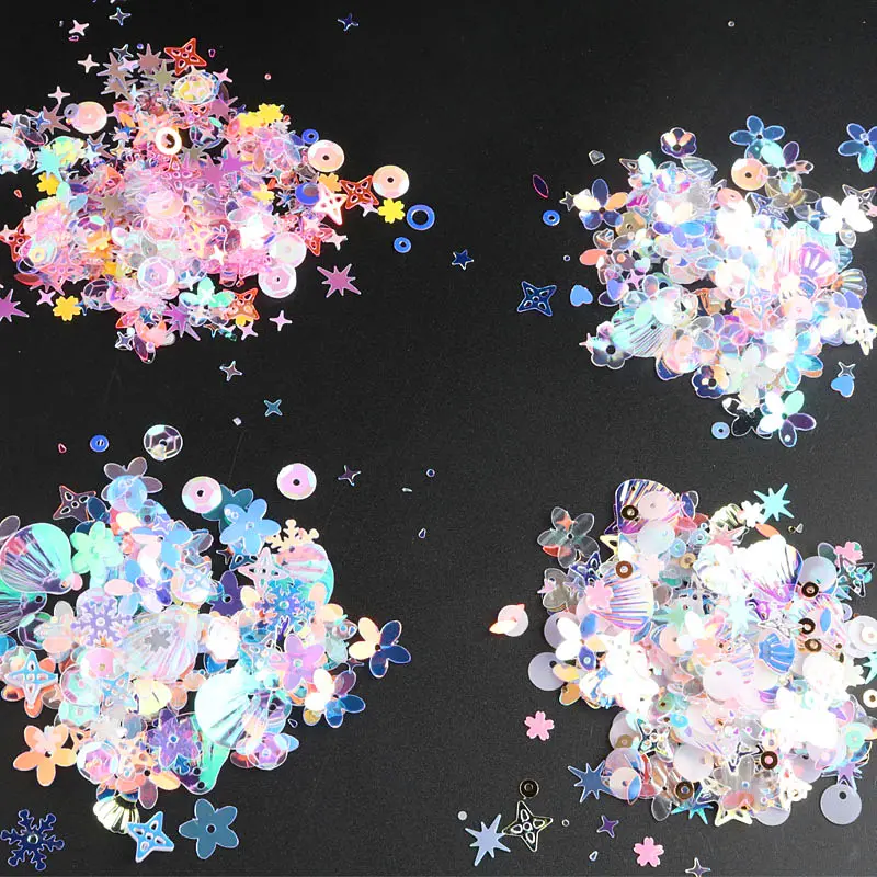 Mix Transparent White Pink Nail Sequins for Craft Glitter Star Heart Shell Flower Sequin Paillettes DIY Manicure Nail Art Decor