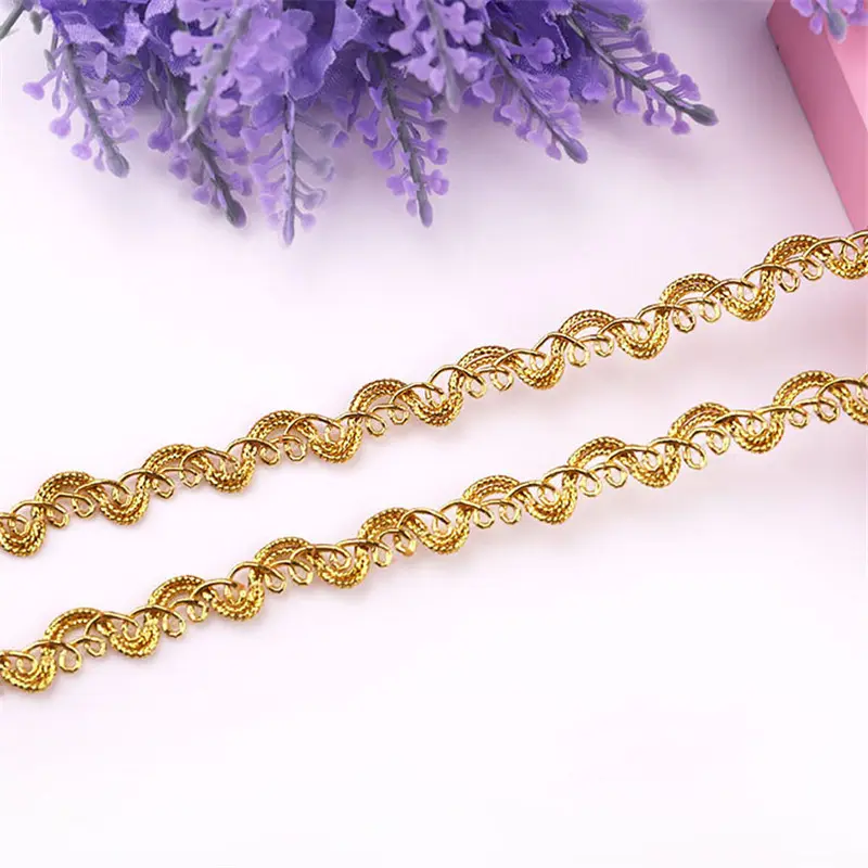 Gold Silver Lace Trim Ribbon Curve Lace Fabric Sewing Centipede Braided Lace Wedding Craft DIY Clothes Accessories Home Decor 5y