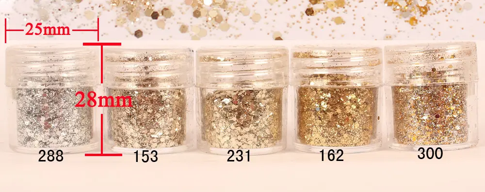 Ultrathin Sequin 1Box 10ml Champagne Silver Gold Mixed Glitter Powder Sequins Powder Gel Nail Art Decoration DIY Craft Supplies