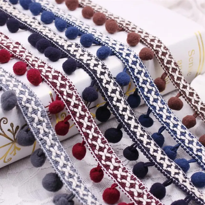 1 Yard Lace Ribbon Sewing Accessories Pom Pom Tassel Pompoms Trim Ball Fringe Embroidery Apparel Lace Fabric Handmade Accessory
