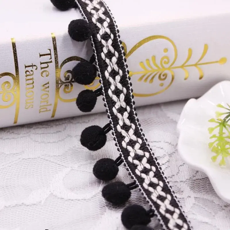 1 Yard Lace Ribbon Sewing Accessories Pom Pom Tassel Pompoms Trim Ball Fringe Embroidery Apparel Lace Fabric Handmade Accessory