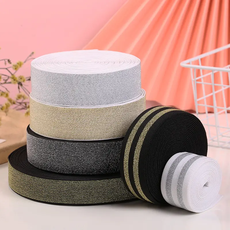 Gillter Gold Silver Elastic Bands 40mm Elastic Ribbon Clothing Bags Trousers Elastic Webbing DIY Sewing Accessories Rubber Band