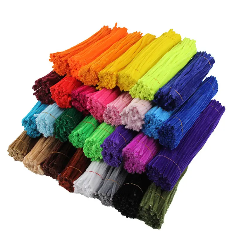 100pcs 30cm Glitter Chenille Stems Pipe Cleaners Kids Plush Educational Colorful Pipe Cleaner Toys Handmade DIY Craft Supplies