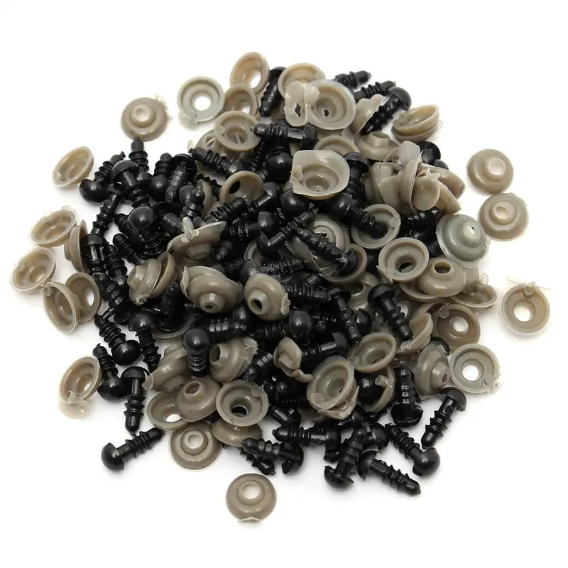 100pcs Black Plastic Doll Eyes Safety Eyes 8mm 10mm for Toys Teddy Bear Stuffed Toy Snap Animal Puppet Dolls Craft Eye Amigurumi