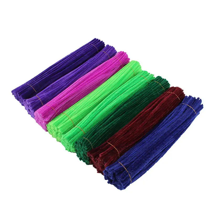 100pcs 30cm Glitter Chenille Stems Pipe Cleaners Kids Plush Educational Colorful Pipe Cleaner Toys Handmade DIY Craft Supplies