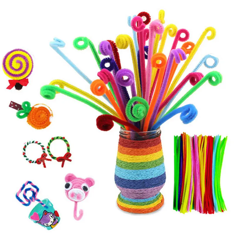 100pcs 30cm Glitter Chenille Stems Pipe Cleaners Kids Plush Educational Colorful Pipe Cleaner Toys Handmade DIY Craft Supplies
